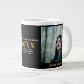 誕生日写真テンプレートシエレガントック金ゴールドブラック ジャンボコーヒーマグカップ (正面右)