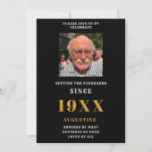 誕生日写真テンプレート名エレガント黒金ゴールド 招待状 (正面)