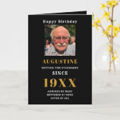 誕生日写真テンプレート名ブラック金ゴールド任意の年 カード (黄色い花)