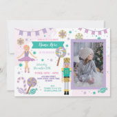 誕生日写真ナツクラッカーピンクのクリスマスバレエ 招待状 (正面)