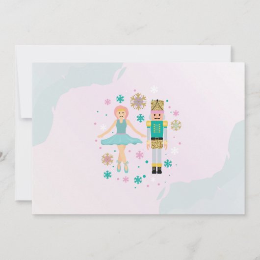 誕生日写真ナツクラッカーピンクのクリスマスバレエ 招待状 (裏面)