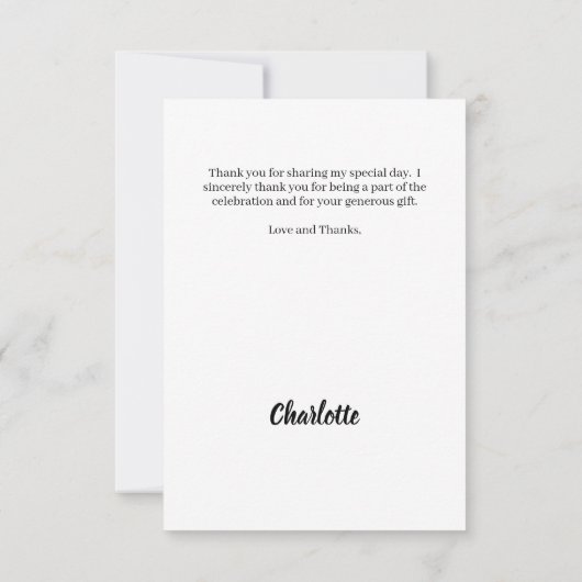 誕生日写真ハート サンキューカード (裏面)