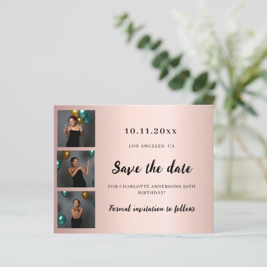 誕生日写真バラ神Save the Date card (スタンド正面)