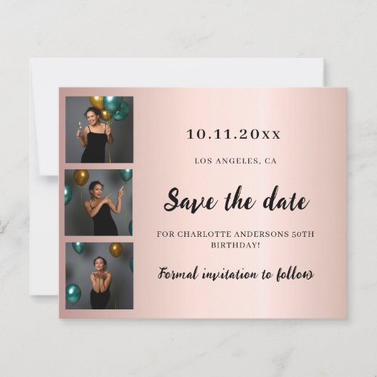 誕生日写真バラ神Save the Date card (正面)