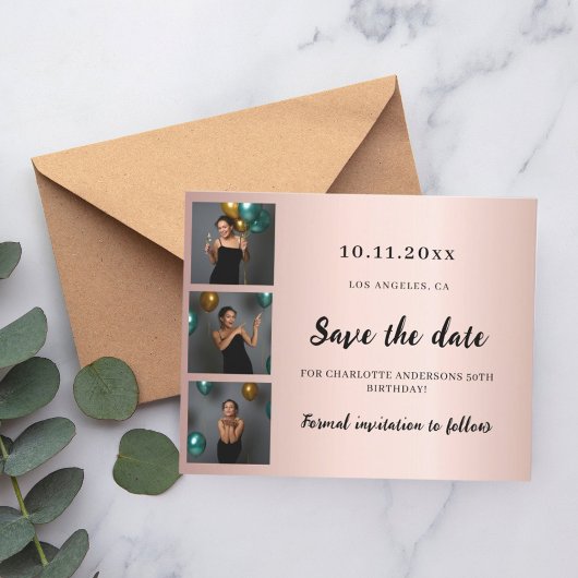 誕生日写真バラ神Save the Date card
