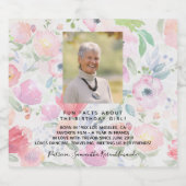 誕生日写真フローラピンクおもしろいファクトbio woman スパークリングワインラベル (シングルラベル)