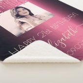 誕生日写真ブルゴーニュグリッターピンクの女の子 シェルパブランケット (3/4)