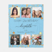 誕生日写真ベビーブルー金ゴールドの友最高の達 フリースブランケット (正面)