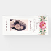 誕生日写真ホワイトローズ金ゴールドグリッターフローラ 横断幕 (横)