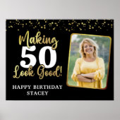 誕生日写真メイキングAGE良い黒い金ゴールド ポスター (正面)