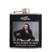 誕生日写真人神話の伝説の名前おもしろい フラスク (正面)