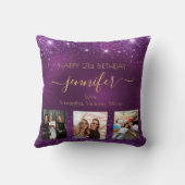 誕生日写真最高の友人紫の名前BFF クッション (裏面)
