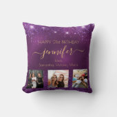 誕生日写真最高の友人紫の名前BFF クッション (正面)
