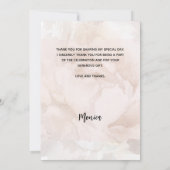 誕生日写真白色フローラサンキューカード 招待状 (裏面)