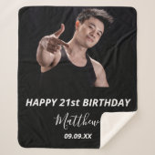 誕生日写真白黒モダン男 シェルパブランケット (正面)