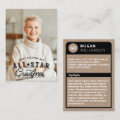 誕生日写真&オールスターおばあちゃん野球カード エンクロージャーカード (正面/裏面)