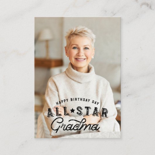 誕生日写真&オールスターおばあちゃん野球カード エンクロージャーカード (正面)