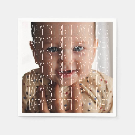誕生日写真 スタンダードカクテルナプキン (正面)