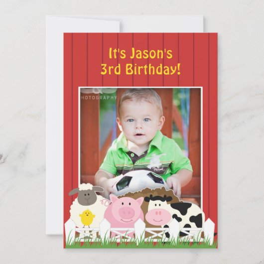 誕生日写真 ファーム フラット 招待状 (正面)
