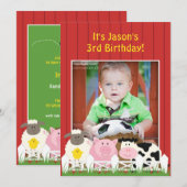 誕生日写真 ファーム フラット 招待状 (正面/裏面)