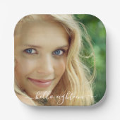 誕生日写真hello 18 18文字 ペーパープレート (正面)