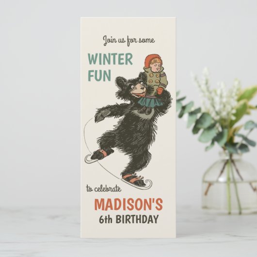 誕生日冬のおもしろいデンスロウの3つのクマCC1244 招待状 (スタンド正面)