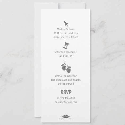 誕生日冬のおもしろいデンスロウの3つのクマCC1244 招待状 (裏面)