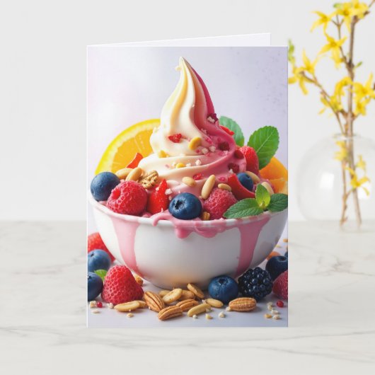 誕生日凍っていヨーグルトと果実入り カード (黄色い花)