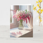 誕生日出血中のハートをメイソンジャーに カード (黄色い花)