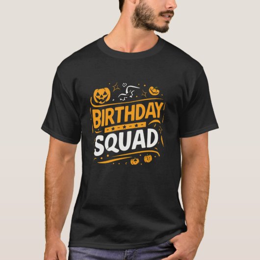 誕生日分隊おかしなハロウィーンの衣装パーティー家族 Tシャツ (正面)