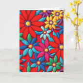 誕生日刺繍デイジーデザイン カード (黄色い花)