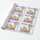 誕生日動物列車のパーソナライズ名&年齢 ラッピングペーパー (アンロールド)