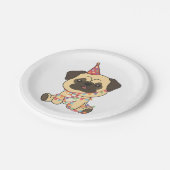 誕生日動物可愛いパグ子供へ誕生日パーティー ペーパープレート (アングル)