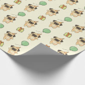 誕生日動物可愛いパグ子供へ誕生日パーティー ラッピングペーパー (角)