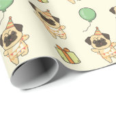 誕生日動物可愛いパグ子供へ誕生日パーティー ラッピングペーパー (ロールコーナー)