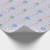 誕生日動物可愛いホッキョクグマ子供の誕生日パーティー ラッピングペーパー (角)