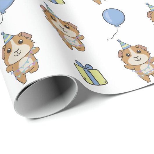誕生日動物可愛いモルモット子供の誕生日パーティー ラッピングペーパー (ロールコーナー)