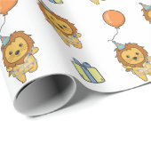 誕生日動物可愛いライオンの子供へ誕生日パーティー ラッピングペーパー (ロールコーナー)