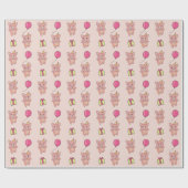 誕生日動物可愛い豚子供の誕生日パーティー ラッピングペーパー (フラット)