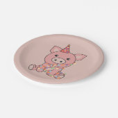 誕生日動物可愛い豚子供へ誕生日パーティー ペーパープレート (アングル)