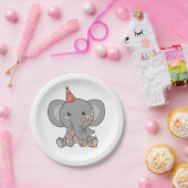 誕生日動物可愛い象子供の誕生日パーティー ペーパープレート (パーティー)