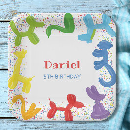 誕生日動物風船 ペーパープレート