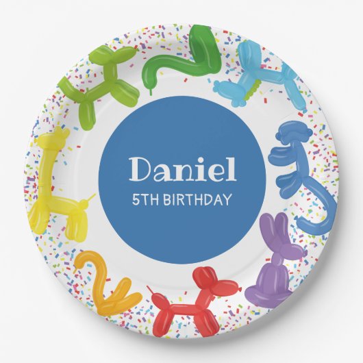 誕生日動物風船 ペーパープレート (正面)