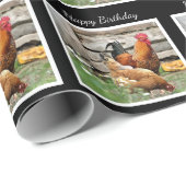 誕生日包装紙/納屋周囲の庭鶏 ラッピングペーパー (ロールコーナー)