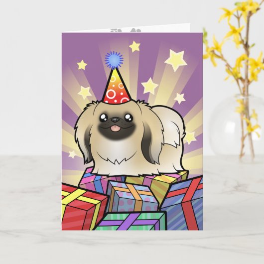 誕生日北京語（切り捨てを表示） カード (黄色い花)