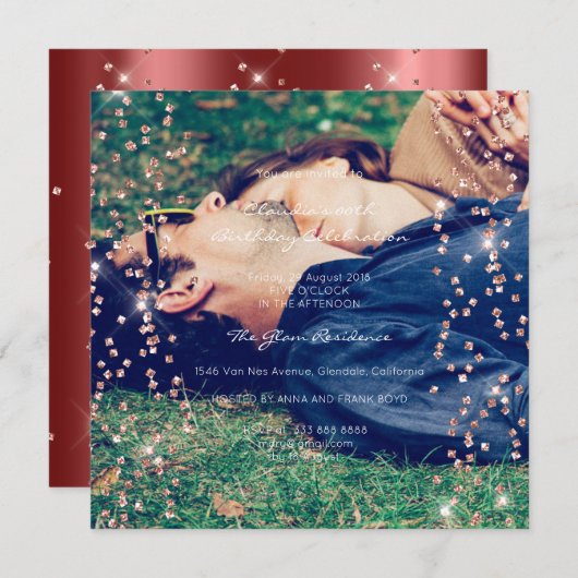 誕生日卒業スパークフォート紙吹雪バラマロー 招待状 (正面/裏面)