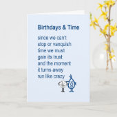 誕生日及びタイムおもしろいな誕生日の詩 カード (黄色い花)