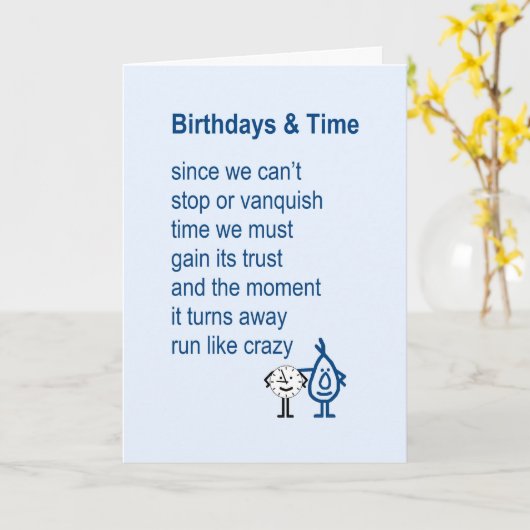 誕生日及びタイムおもしろいな誕生日の詩 カード (黄色い花)