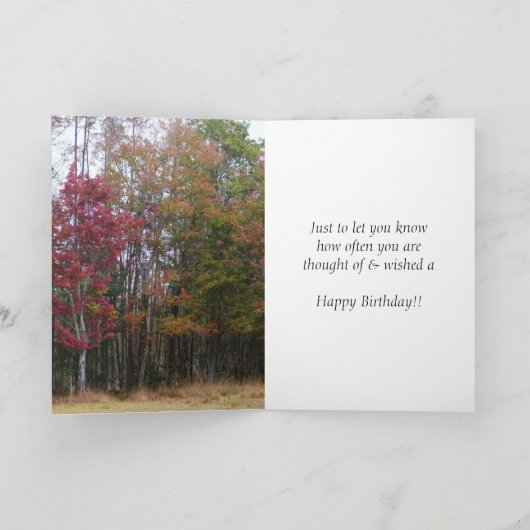 誕生日友人のための秋の木。 カード (内部)