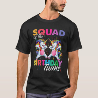 誕生日双子の分隊の男の子の女の子ダビングユニコーンT Tシャツ